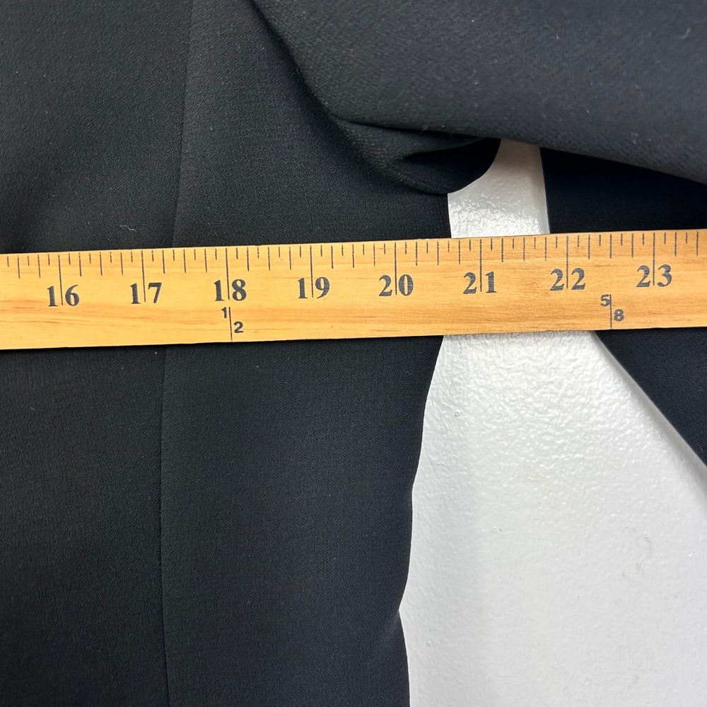 Tahari Blazer Women 14 Black Beaded Pearl Trim Collarless Open Front Jacket - Picture 4 of 10